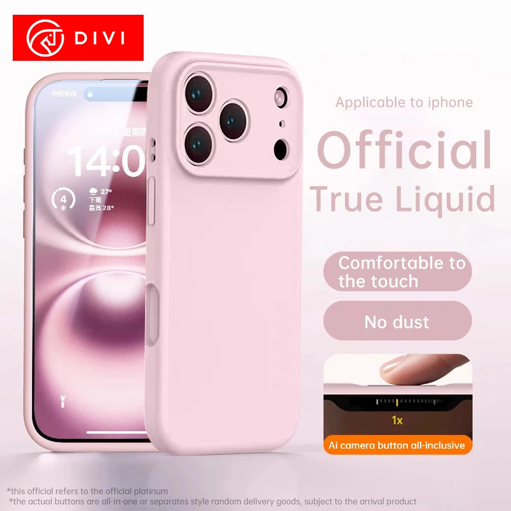 DIVI Liquid Silicone Phone Case For iPhone 17 16 15 14 13 Pro Max Case Ultra Thin Shockproof Cover Phone Protective Cover
